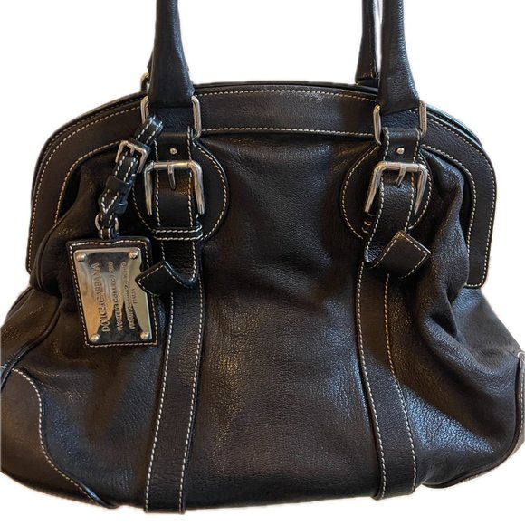 DOLCE & GABBANA black leather MISS ROMANTIQUE Shoulder Bag - Picture 1 of 7